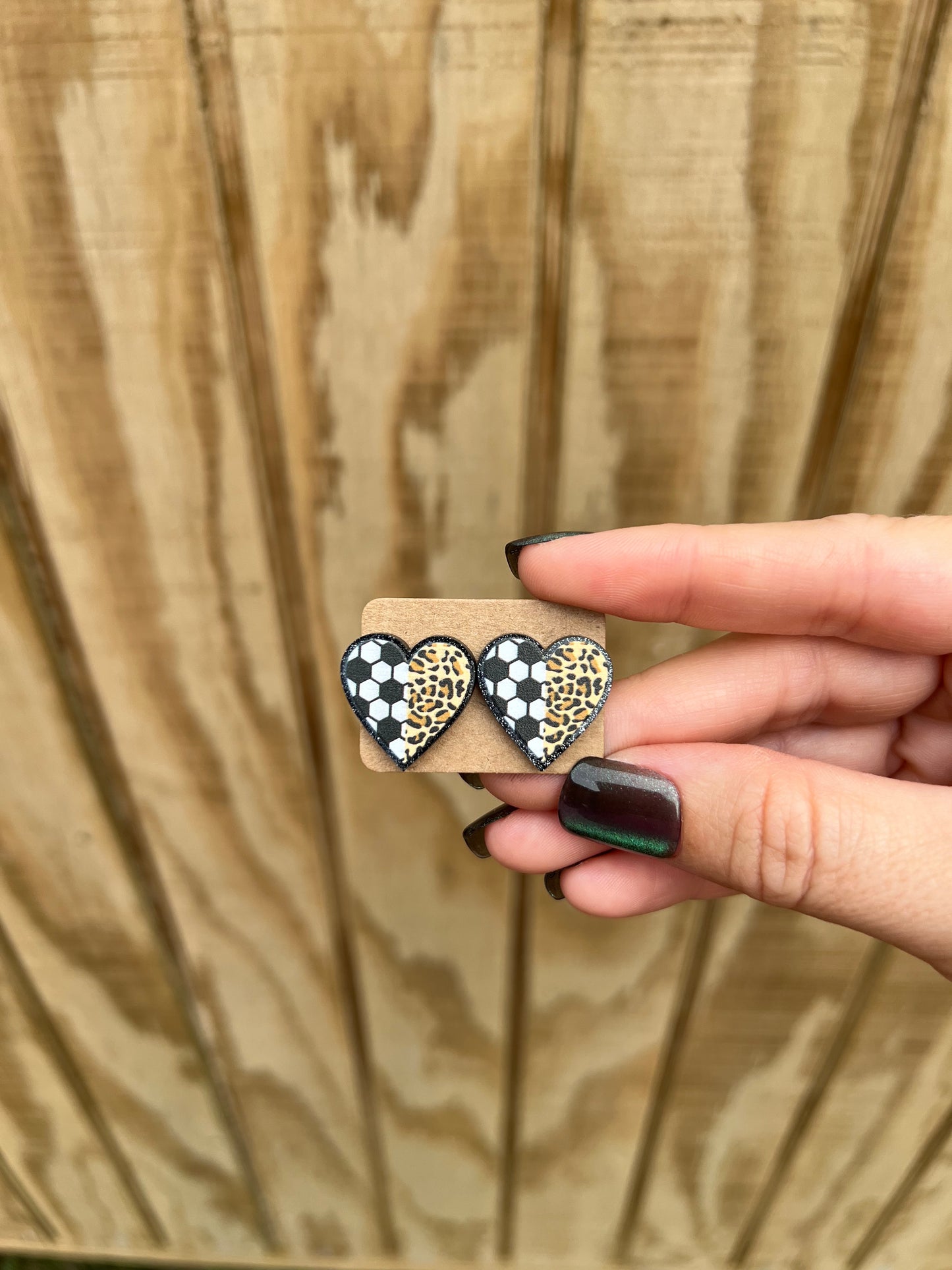 Soccer Heart Stud Earrings