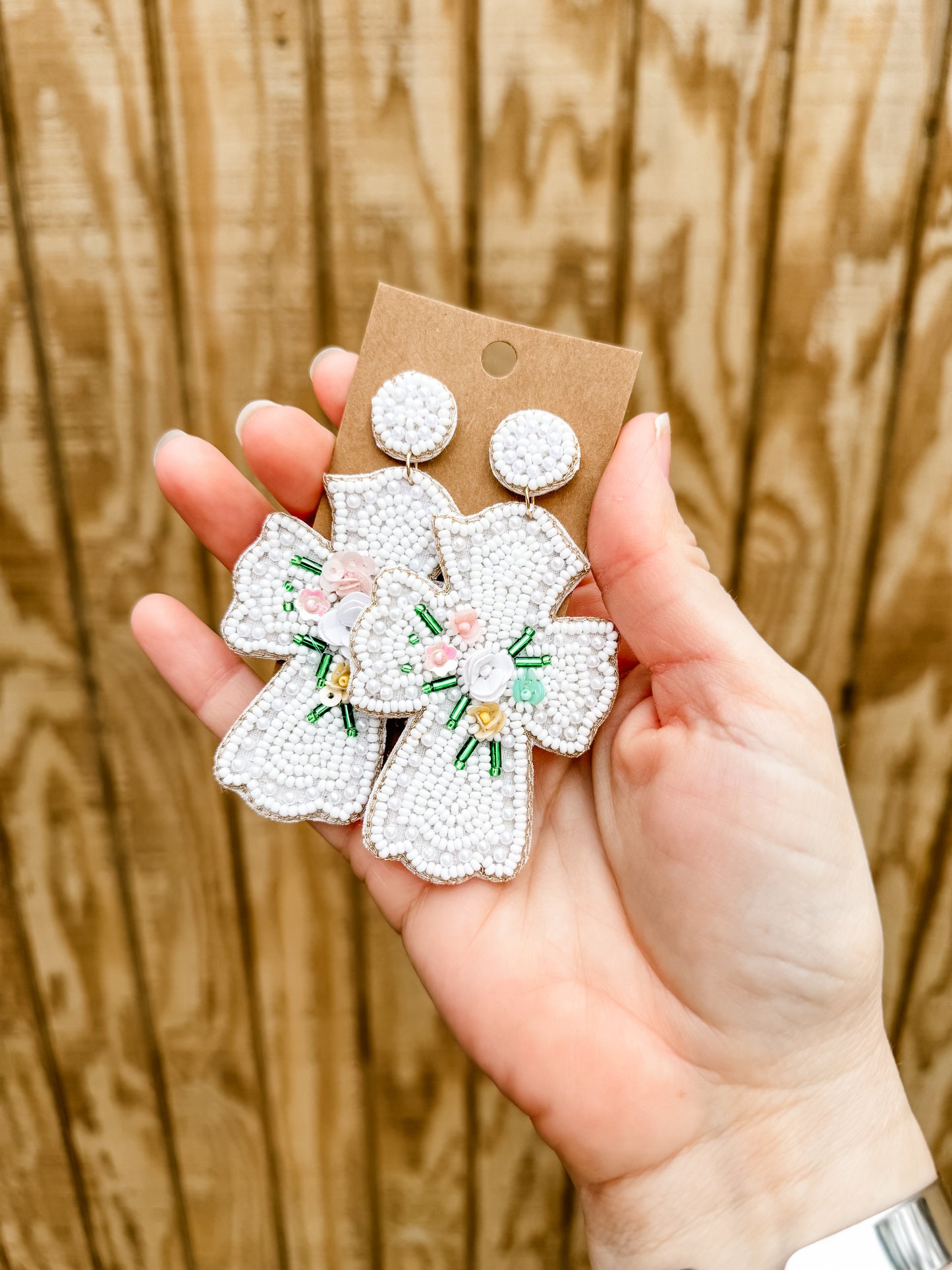 Seed Bead Cross Earring