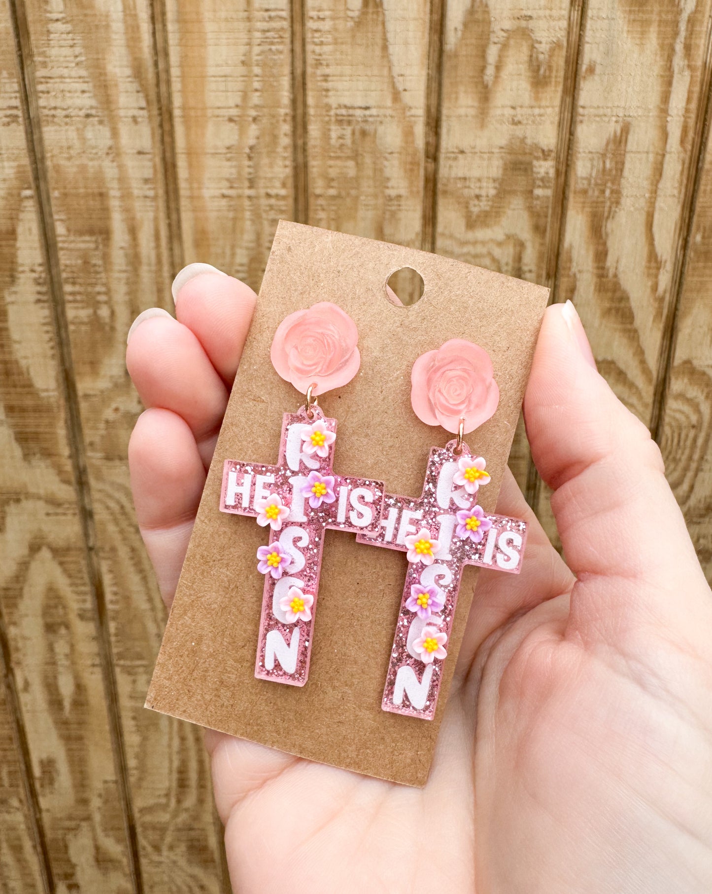 He is Risen Acrylic Cross Earring